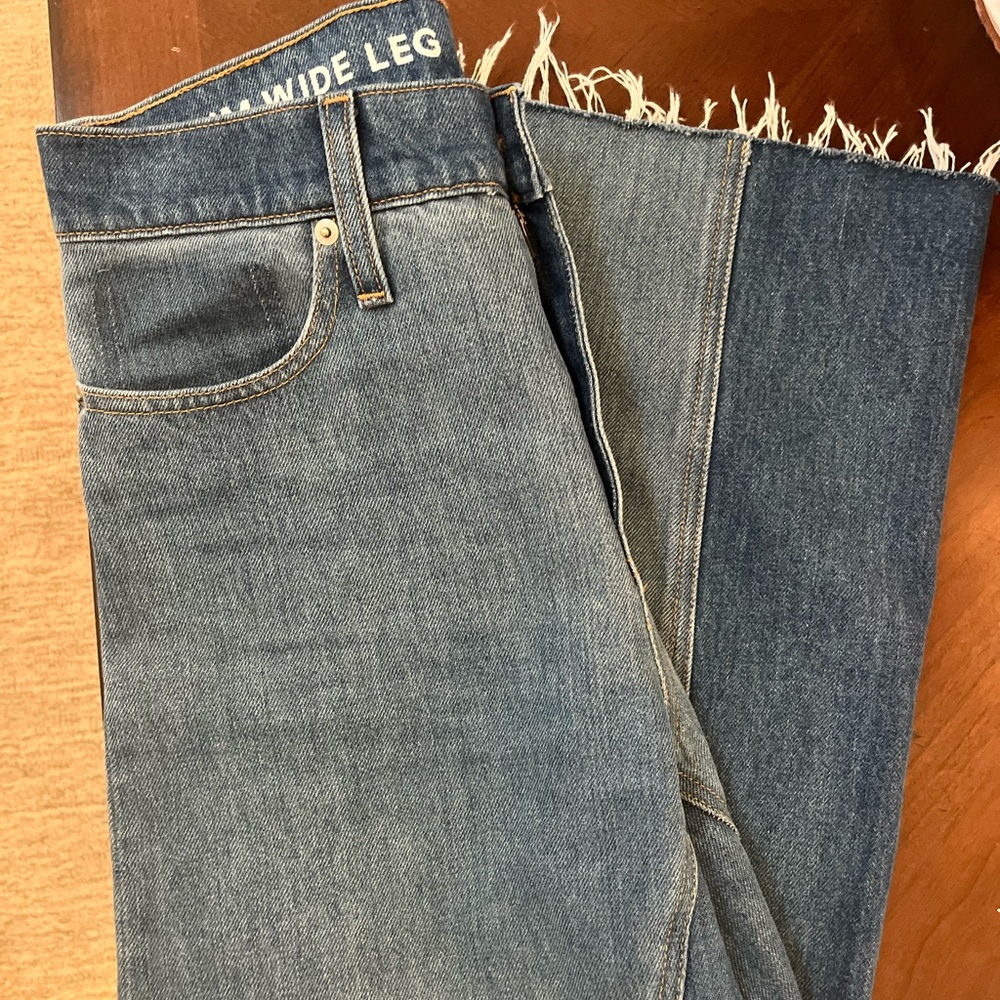 J. Crew Two-Tone Light Blue High-Rise Wide Leg Jeans - Picture 2 of 6